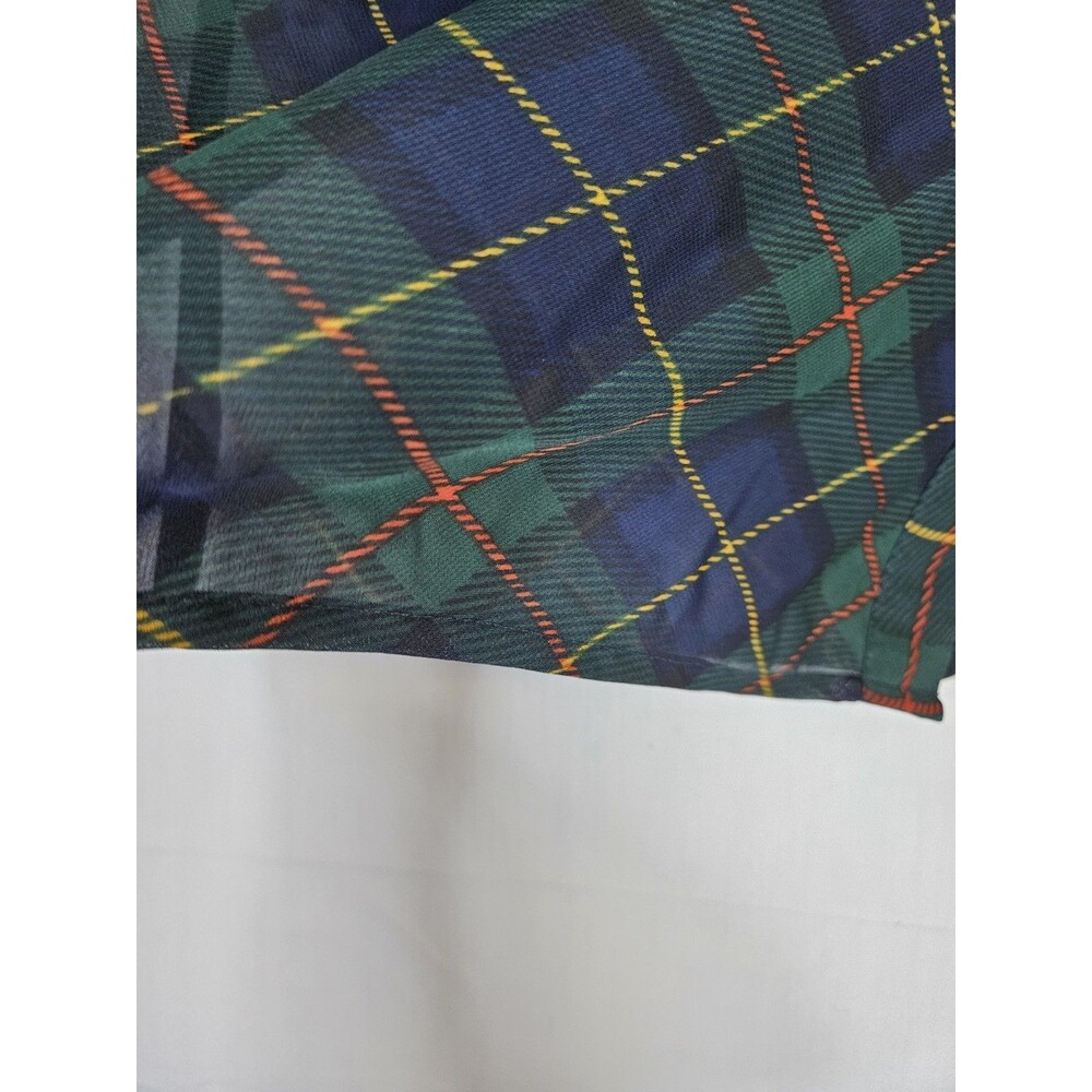 LAUREN RALPH LAUREN Shirt Women's 3X Green Tartan Plaid Ruffle Sheer Button LRL - Picture 10 of 13